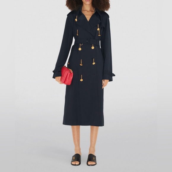 BURBERRY Twill Chain-Link Button Trench Coat - Picture 4 of 14